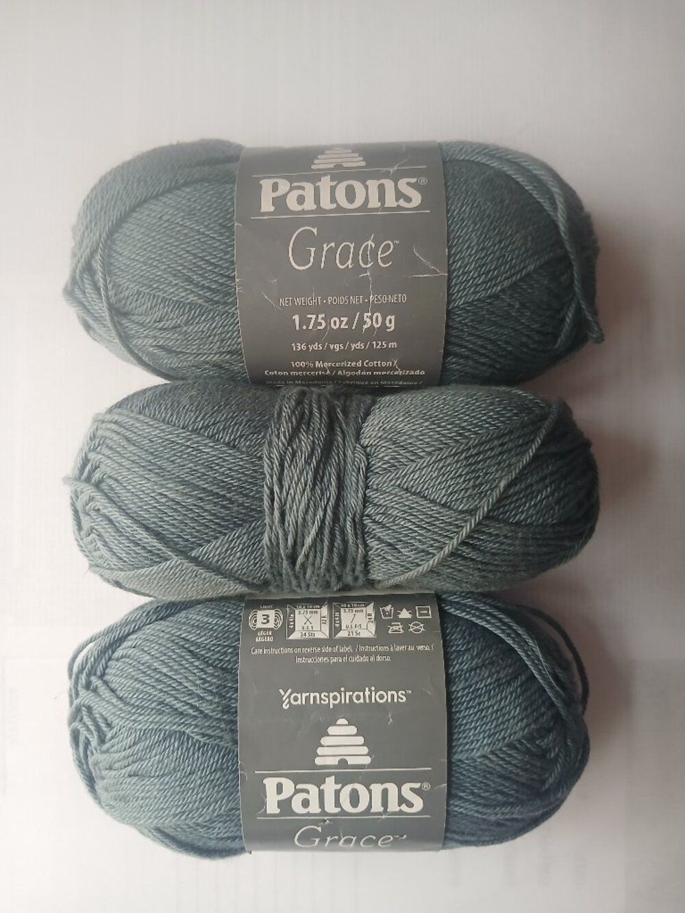 3 Pack Lot - Patons Grace Yarn - Color: Citadel - 62048